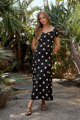 Marlow Polka Dot Maxi Dress In Black Final Sale