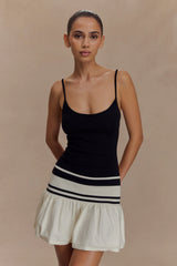 Ellison Contrast Knit Mini Dress - Black/White