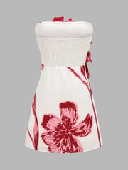 3D Floral Strapless Mini Dress