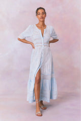 Minka Stripe Hand Dye Lace Maxi Dress